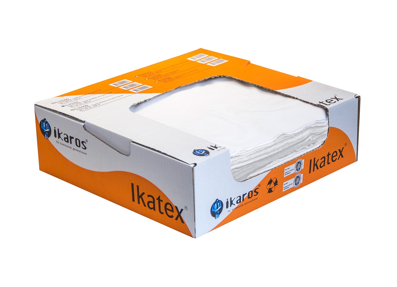 Ikaros Wipes i eske, hvitt lakkskinn 160 stk