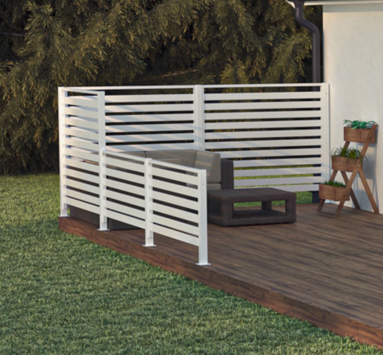 Skotte Garden Rand Aluminiumstaket Rand 180X90 cm Vit