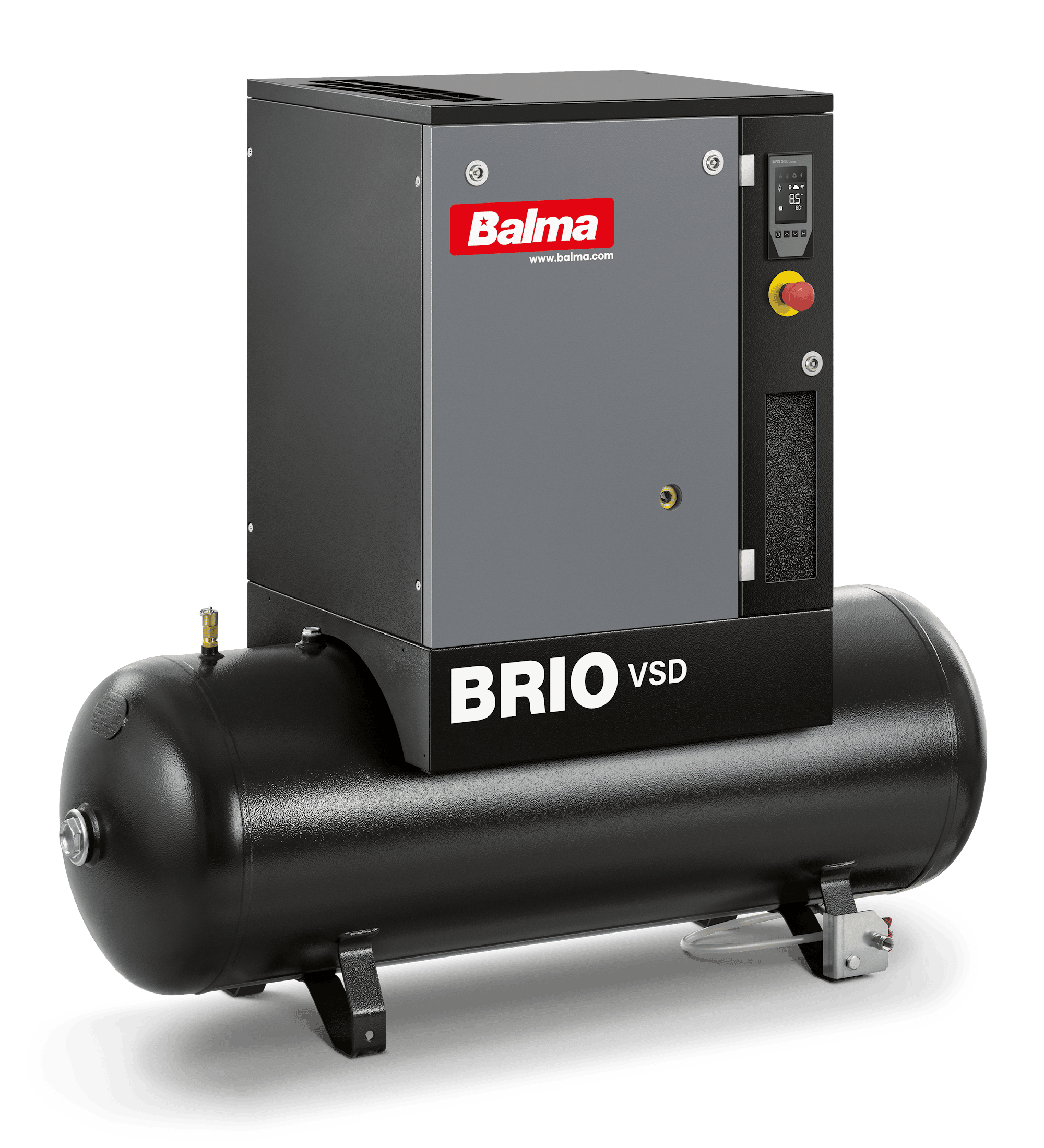 Balma Skruvkompressor Brio VSD.I 7,5kW 10 bar 200 l med inverter