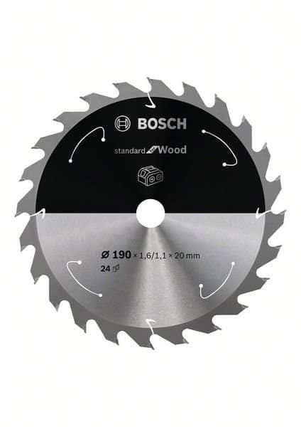 Bosch Standard for Wood-sirkelsagblad for batteridrevne sager 190x1,6/1,1x20 T24