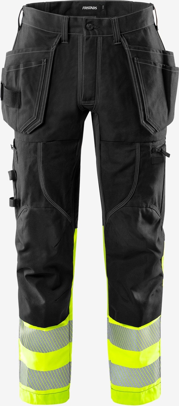 Fristads High vis rakentajan stretch housut lk 1 2608 FASG, keltainen/musta, C152