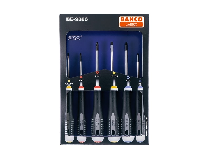 Bahco ruuvitalttasarja ERGO, ura/PH/PZ, 6 osaa, BE-9886