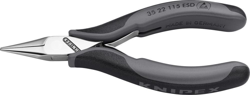 Knipex Elektroniktång 3522115ESD 115mm, flata runda käftar, slät gripyta
