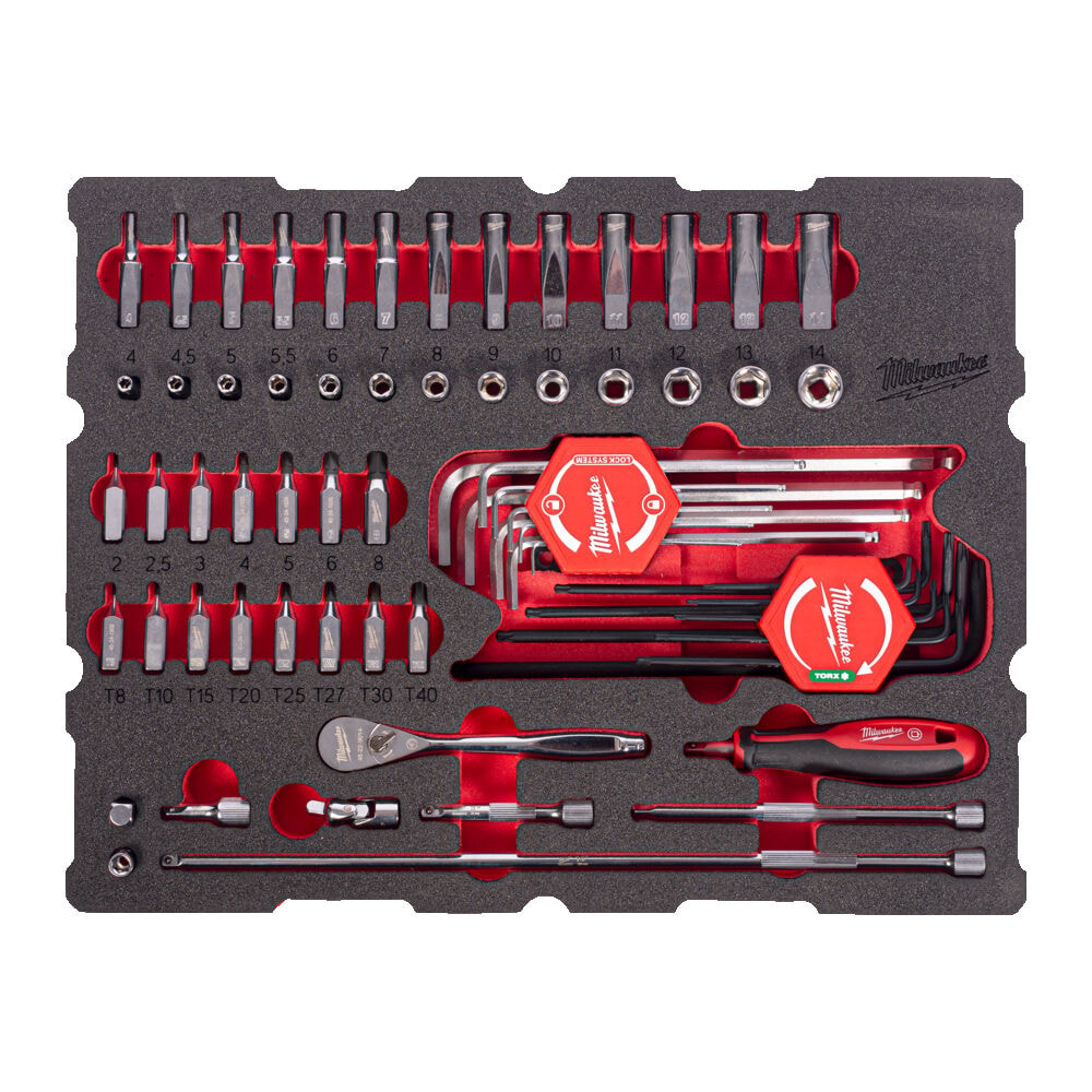 Milwaukee Skraldenøglesæt 1/4" Skum 68DEL
