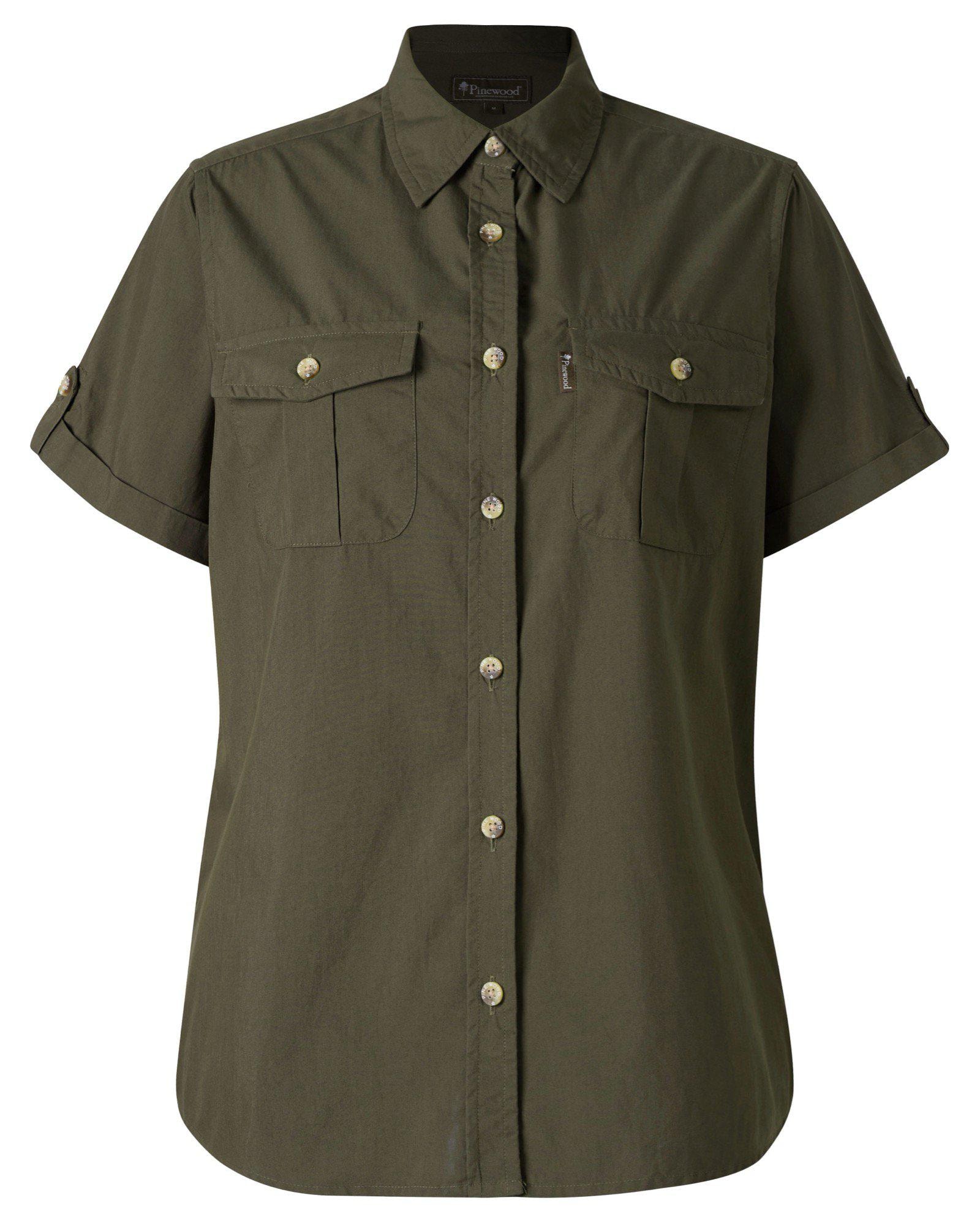 Pinewood Safari Kortarmad Skjorta Dam Moss Green S