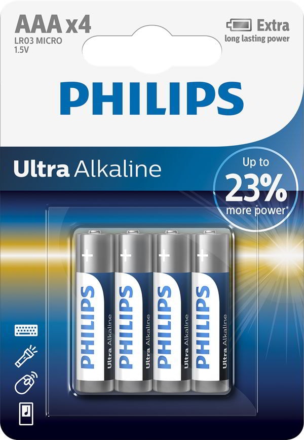 Philips Batteri Ultra AAA/LR03 4-pakning