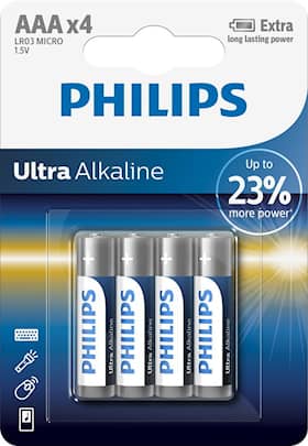 Philips Batteri Ultra AAA/LR03 4-pakning