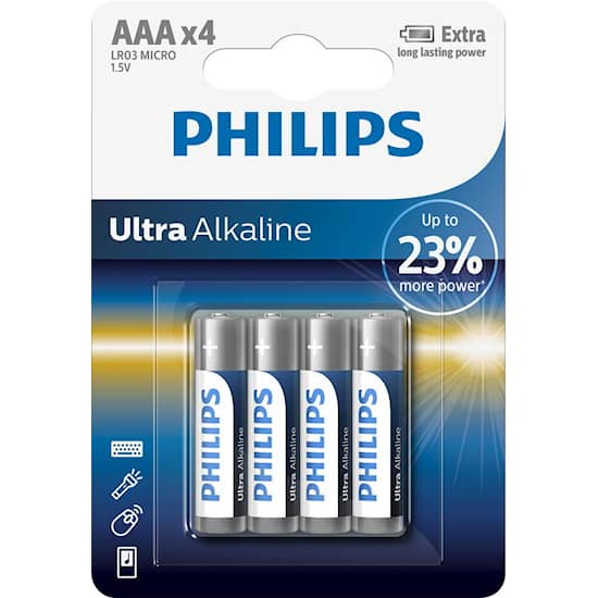 Philips Batteri Ultra AAA/LR03 4-pakning