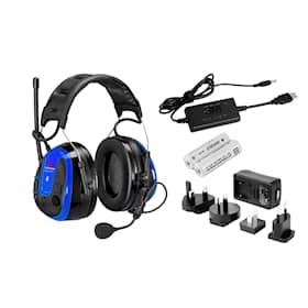 3M Peltor WS Alert XPI hörselskydd med hjässbygel, blå, App, Bluetooth inklusive ACK-paket (FR09, FR08, LR6NM), MRX21A3WS6-ACK