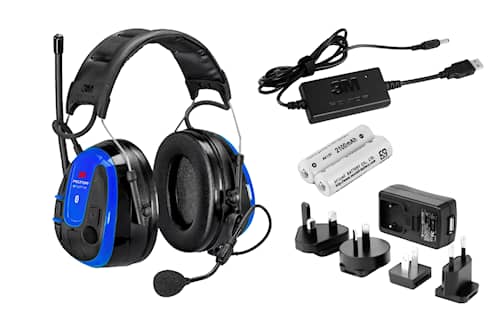 3M Peltor WS Alert XPI hörselskydd med hjässbygel, blå, App, Bluetooth inklusive ACK-paket (FR09, FR08, LR6NM), MRX21A3WS6-ACK