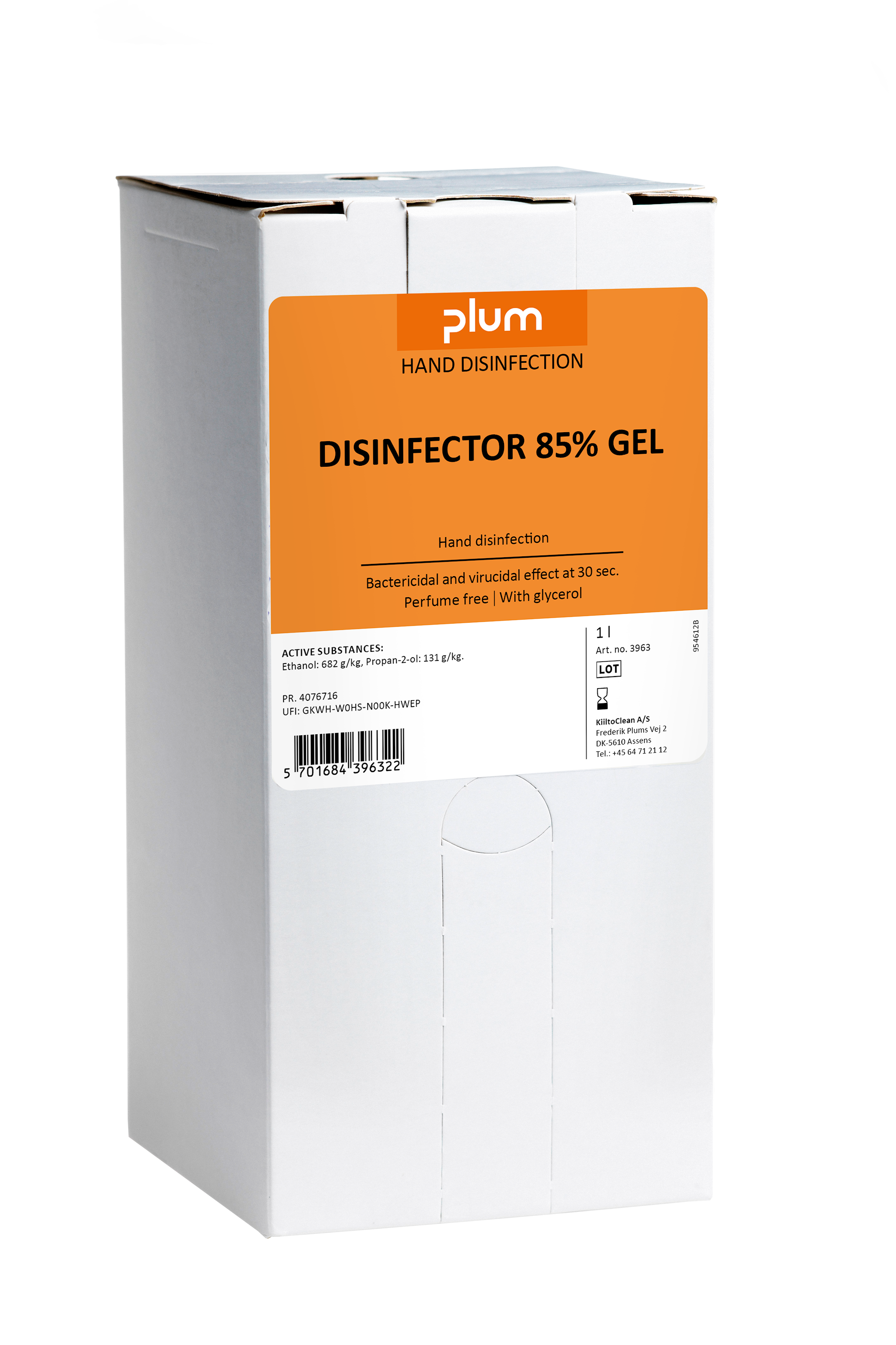 Plum Käsihuuhde Plum Gel 85 %, 1,0 l, Bag-in-Box