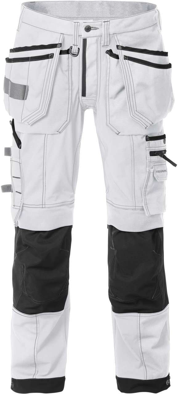 Fristads Hantverkarbyxa stretch 2530 CYD Vit/Svart D108