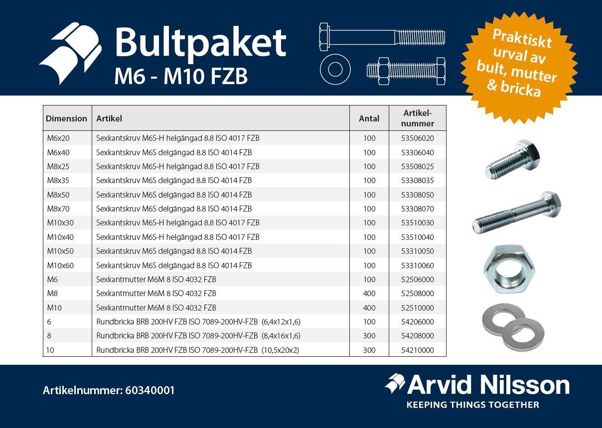 Arvid Nilsson Boltsett M6 - M10 ELFALSKT