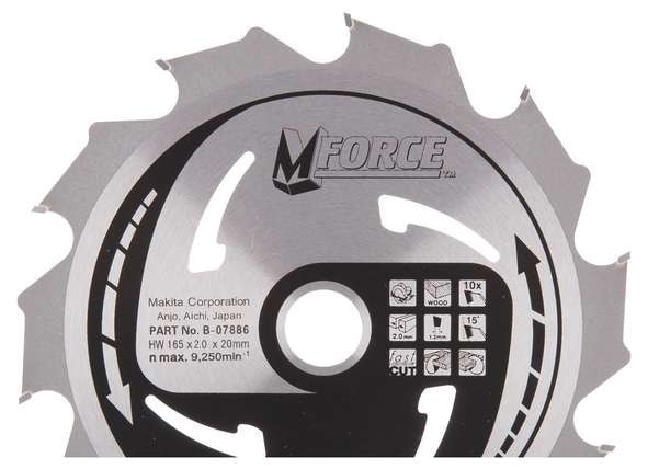 Makita Sågklinga B-07886 HM 165x20x2,0mm 10T M-Force Fast Cut för trä/snickeri