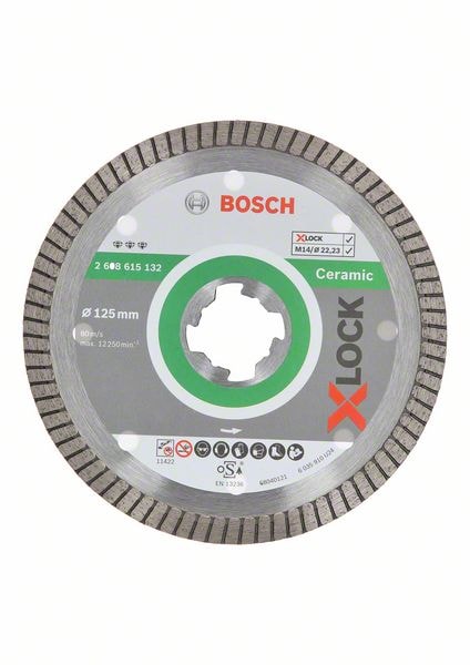Bosch X-LOCK Best for Ceramic Extraclean Turbo-diamantkappeskive, 115 x 22,23 x 1,4 x 7