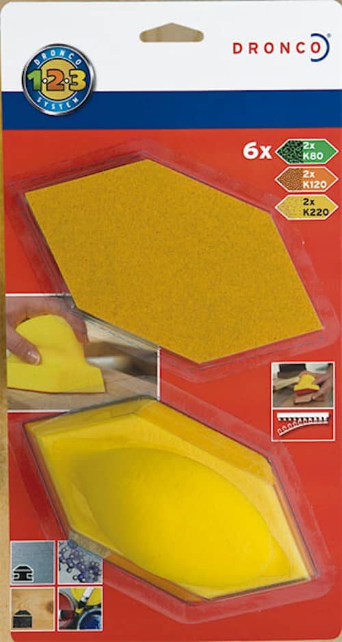Dronco Slipset Hexagon 150x75 set med 6 ark