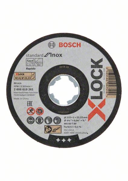 Bosch Kappeskive Standard for Inox 115 x 1,0 x 22,23 mm X-Lock WA60T Type 41 10-pakning