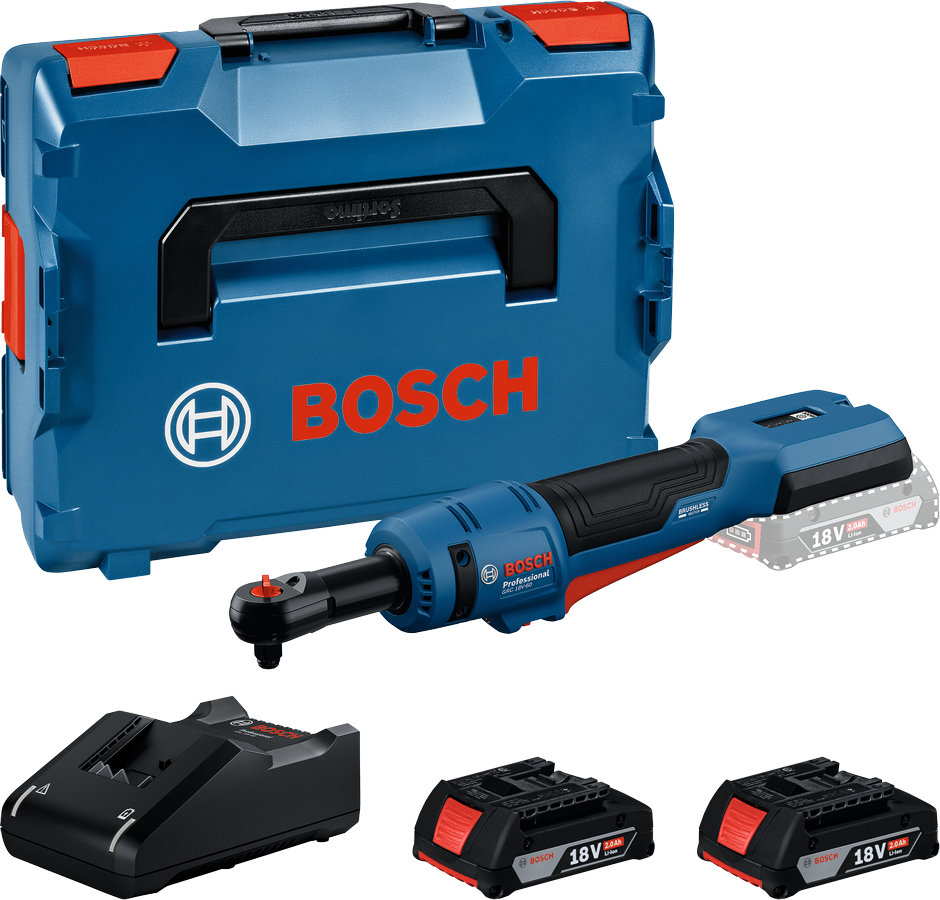 Bosch Spärrskaft GRC 18V-60 med 2x2Ah batteri och laddare i L-boxx