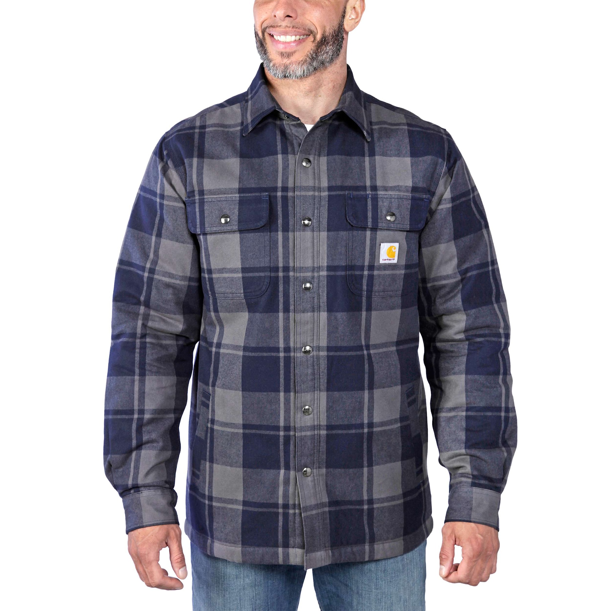 Carhartt Fodrad Flanellskjorta Jacka Herr Navy