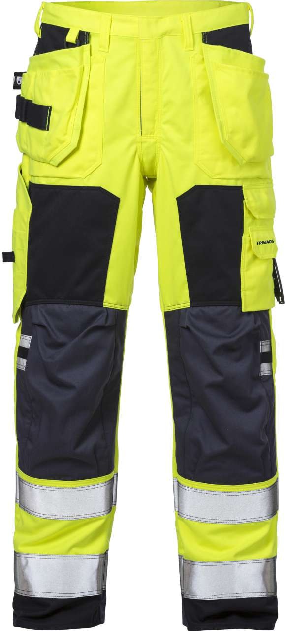 Fristads Flamestat høy synlighet håndverkerbukser dame cl 2 2775 ATHS Hi-Vis Gul / Marineblå 50