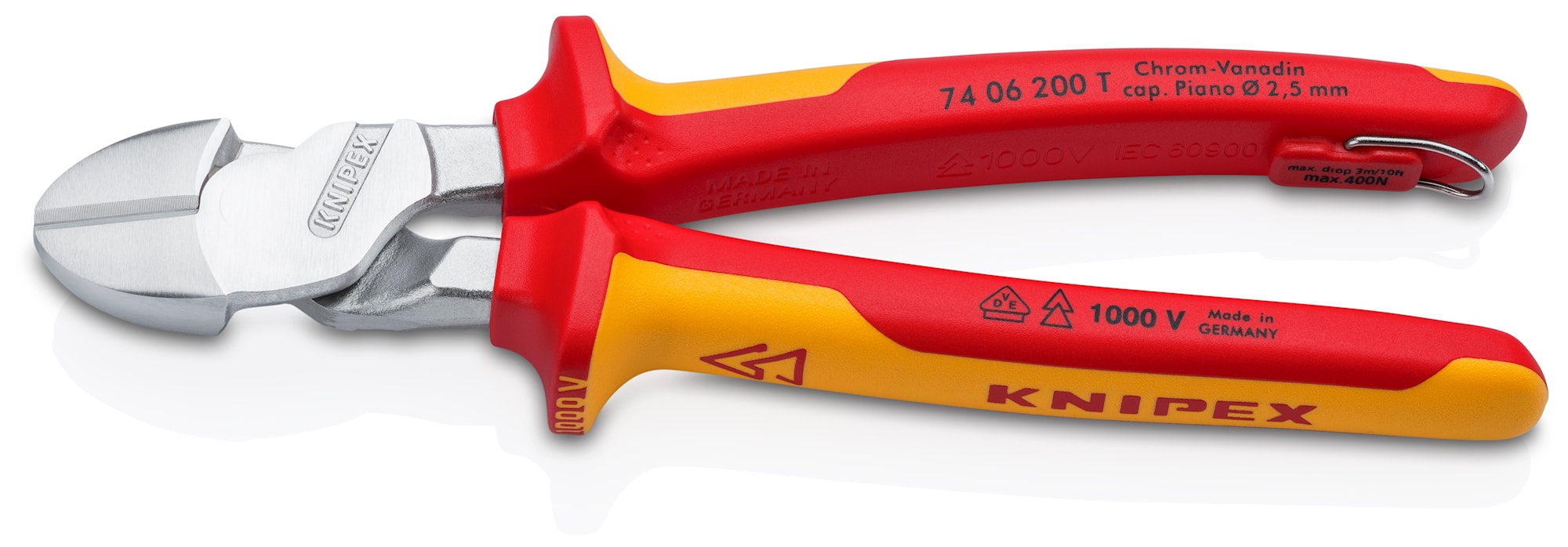 Knipex Kraftsidavbitare 7406200T 200mm VDE, kromad