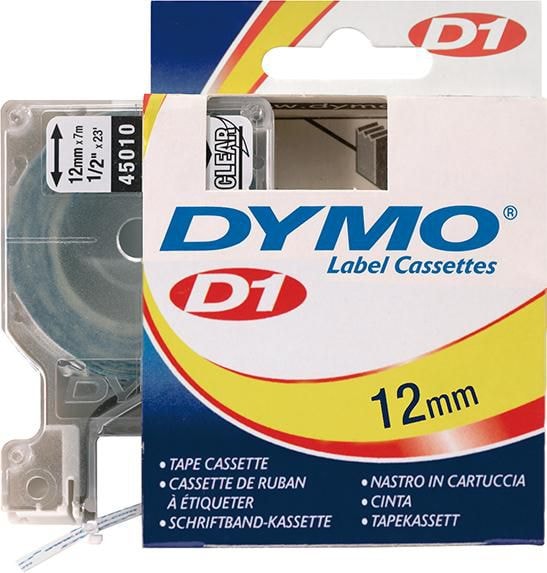 Dymo Märkband Nr. 45010, Svart/Transparent, 12mmx7m -