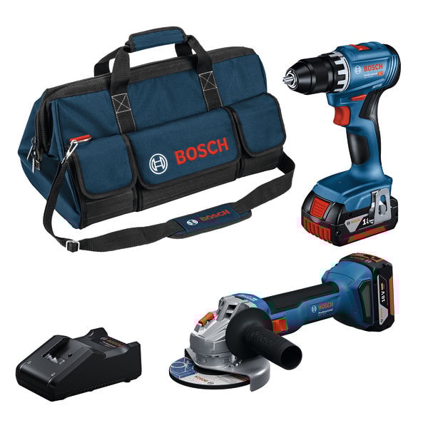 Bosch Verktygsset 18V GSR 18V-45 GWS 18V-8 2X4Ah Väska