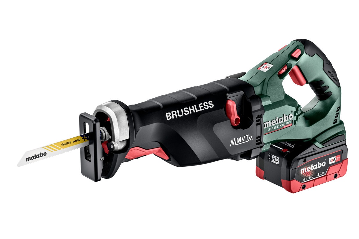 Metabo Tigersåg SSEP 18 LTX BL MVT med 2x8Ah batterier och laddare