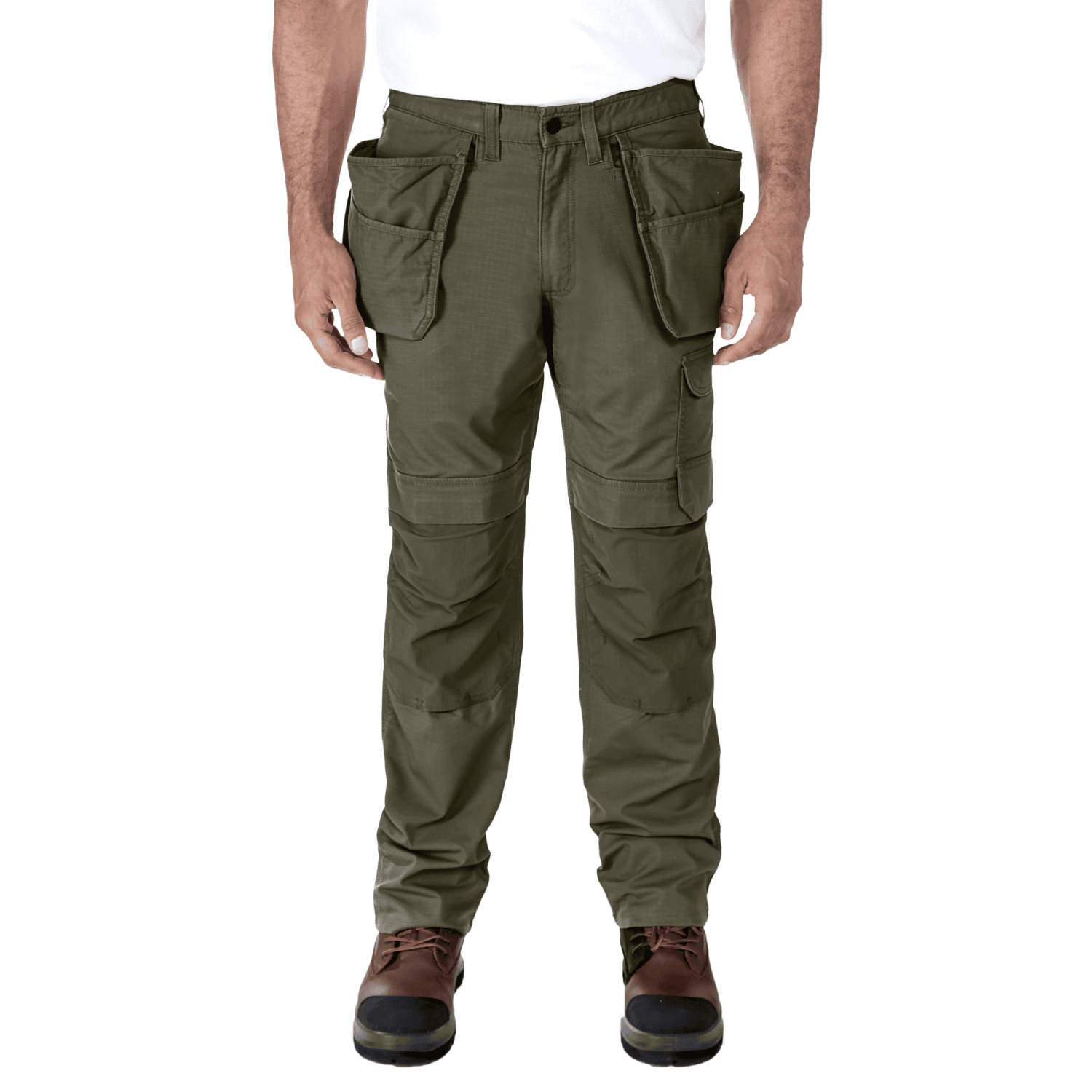 Carhartt Relaxed Straight Steel Rugged Flex™ Ripstop Double-Front Cargo Byxor Herr Moss