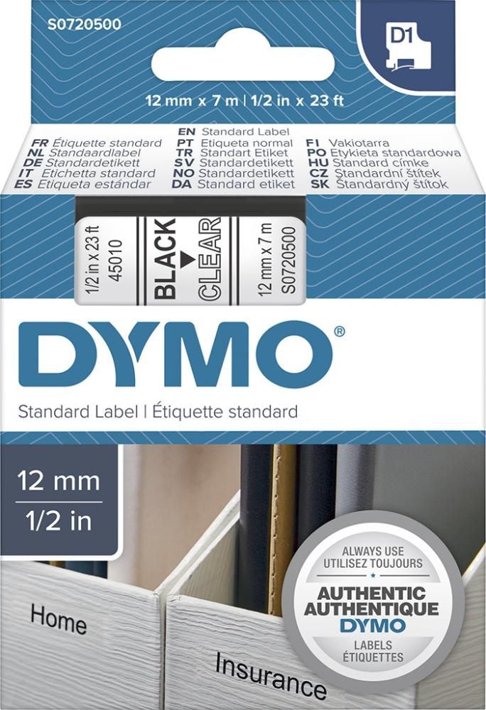 Dymo Märkband Nr. 45012, Rött/Transparent, 12mmx7m -