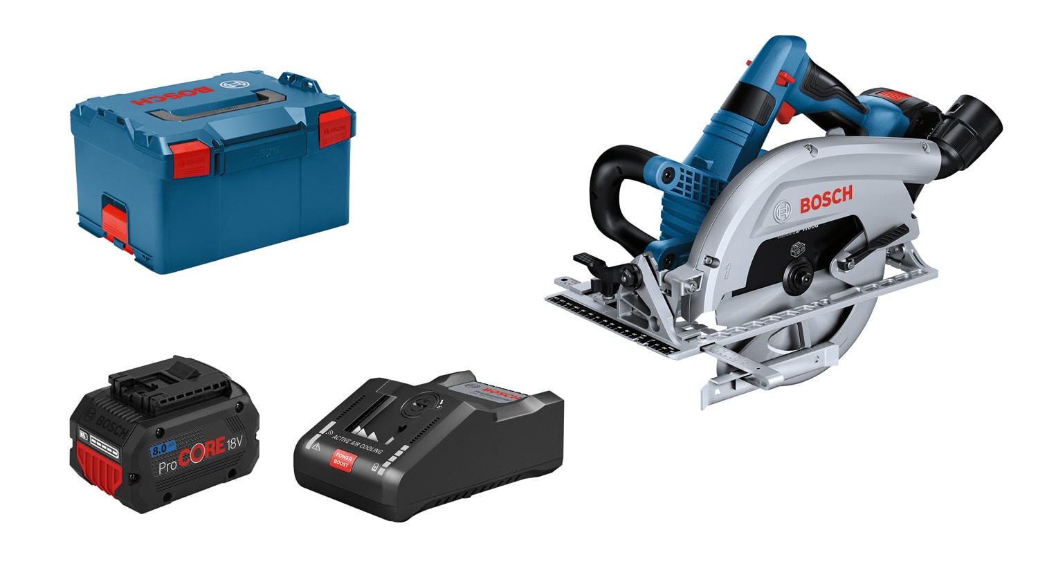 Bosch Cirkelsåg GKS 18V-70 L PC med 2x5.5Ah batterier och laddare L-Boxx