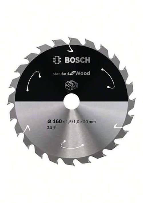 Bosch Standard for Wood -pyörösahanterä johdottomiin sahoihin 160 x 1,5 / 1 x 20 T24