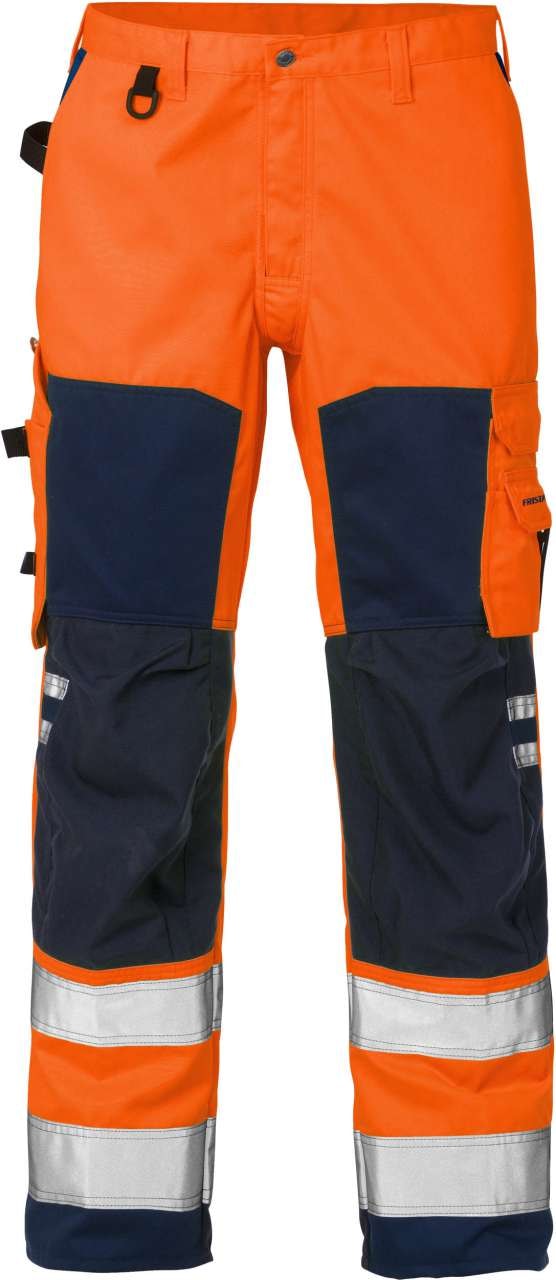 Fristads Høy synlighet bukser cl 2 2026 PLU Hi-Vis Oransje / Marineblå C54