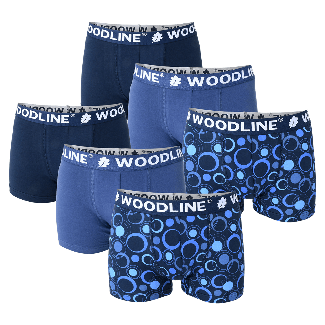 Woodline boxershorts, blå, 6-pakning