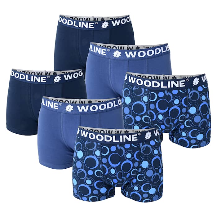 Woodline boxershorts, blå, 6-pakning