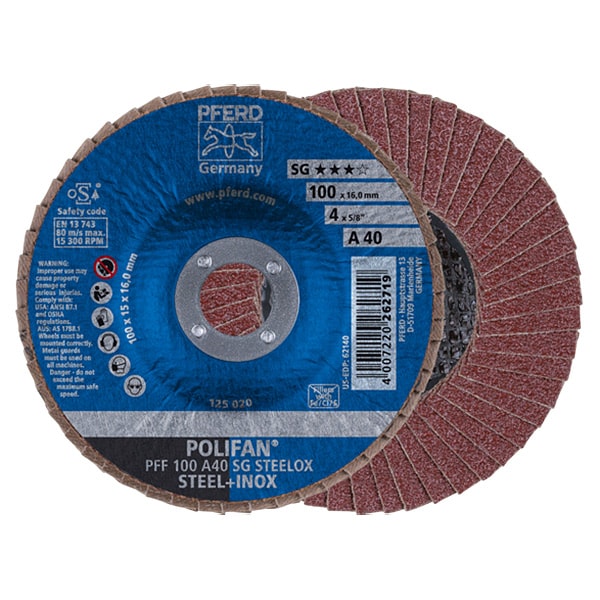 Pferd Lamellrondell Polifan 100x16mm A 40 SG Steelox, rett