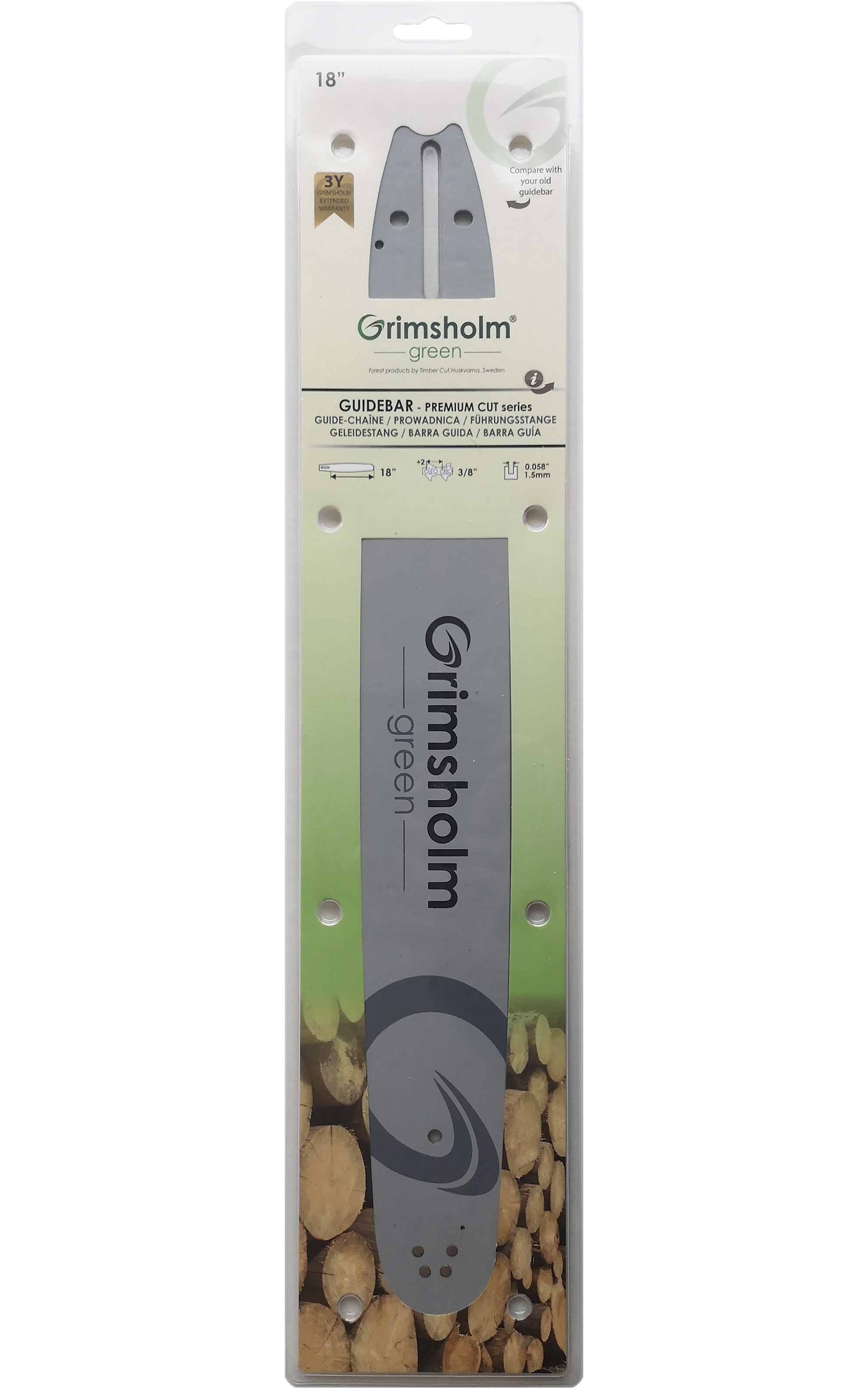 Grimsholm 18" 3/8" 1.5mm Premium Cut Motorsågssvärd -