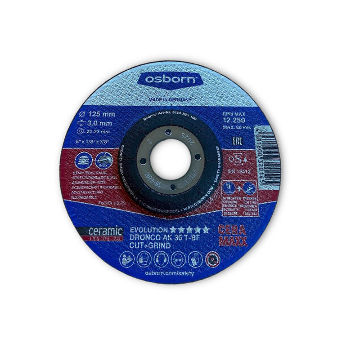 Osborn navplate av metall Evolution 125x3,0x22,23mm AK 36 T-BF