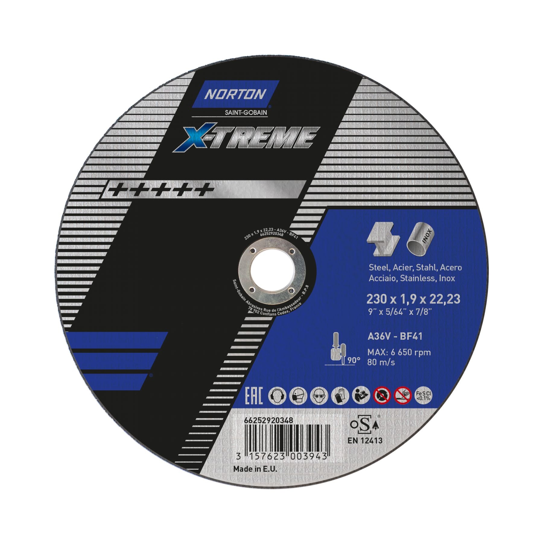 Norton Kapskiva för stål/rostfritt X-Treme Life Ultra Thin A36/46/60V Typ 41