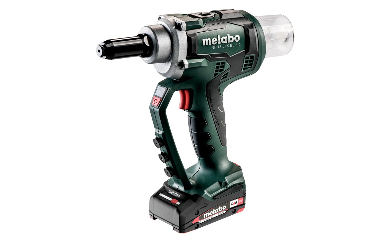 Metabo Popnitpistol NP 18 LTX BL 5.0 med 2x2Ah batterier & laddare