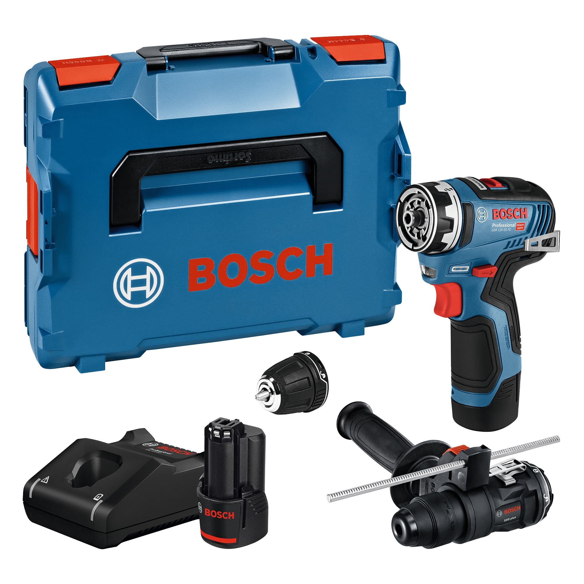 Bosch Skruvdragare GSR 12V-35 FC 2XGFA med 2x3Ah batterier och laddare i L-Boxx