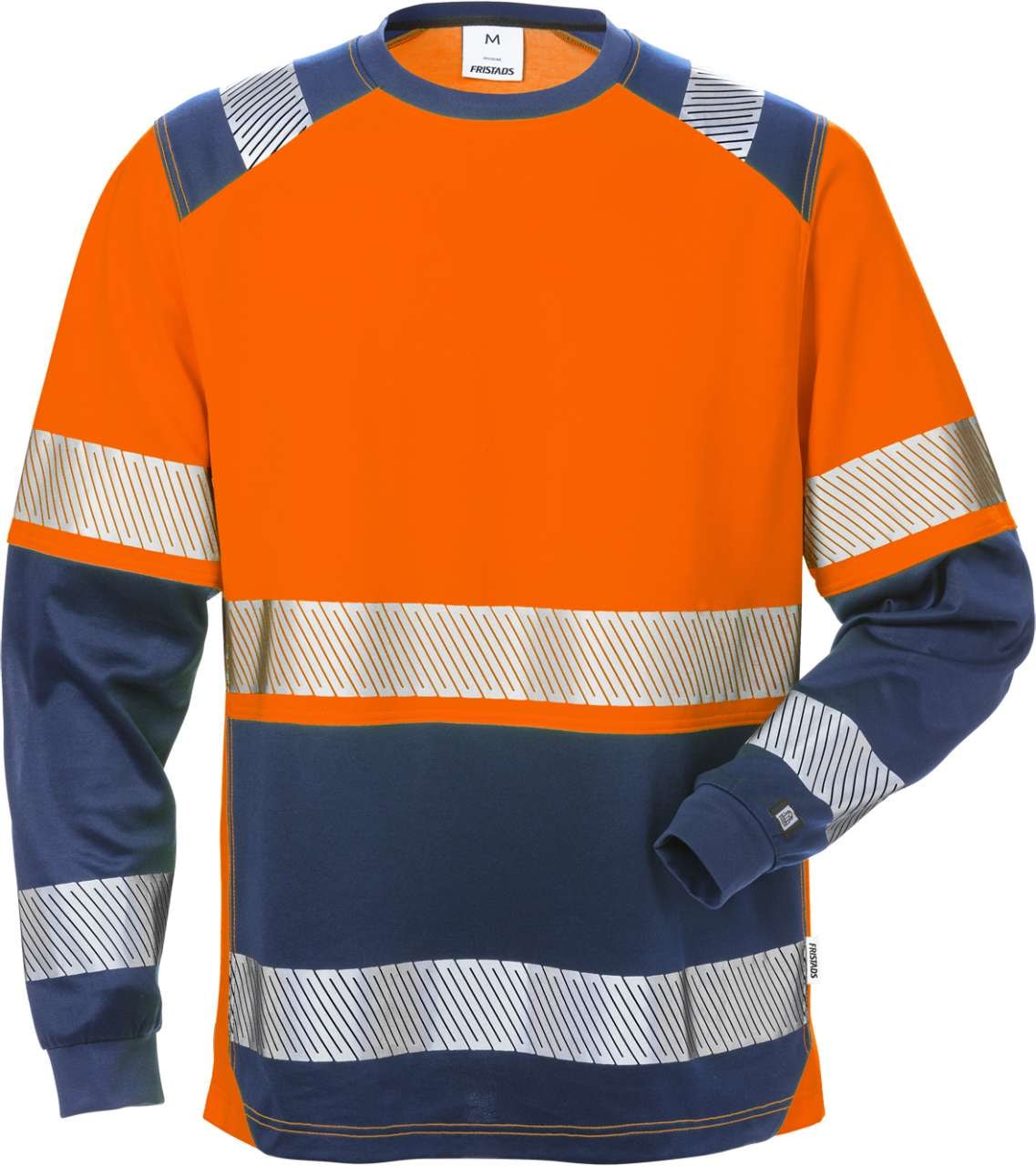 Fristads Langermet t-skjorte høy synlighet, klasse 2 7457 THV Hi-Vis Oransje / Marineblå 3XL