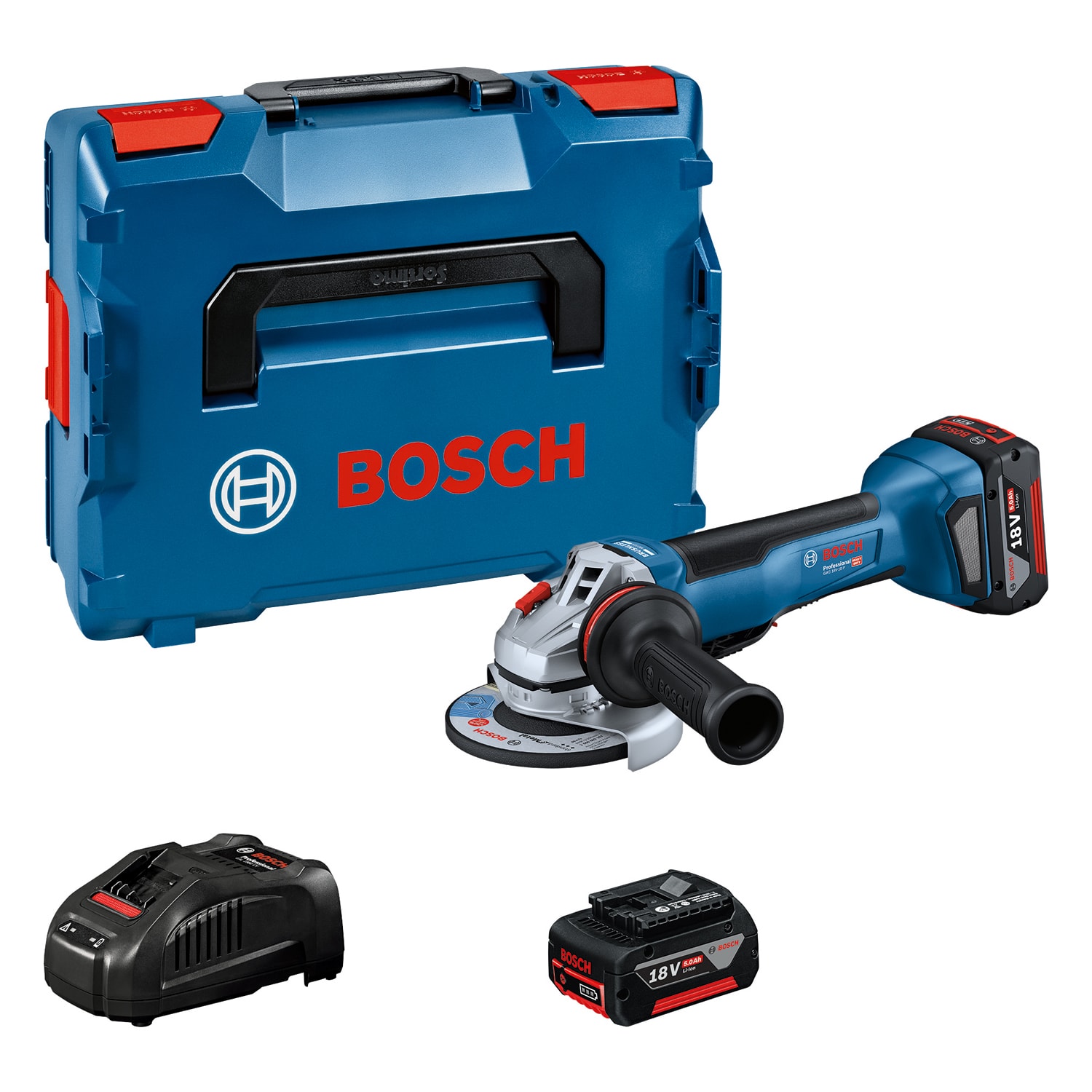 Bosch Vinkelslip GWS 18V-10 P utan batteri och laddare i L-Boxx