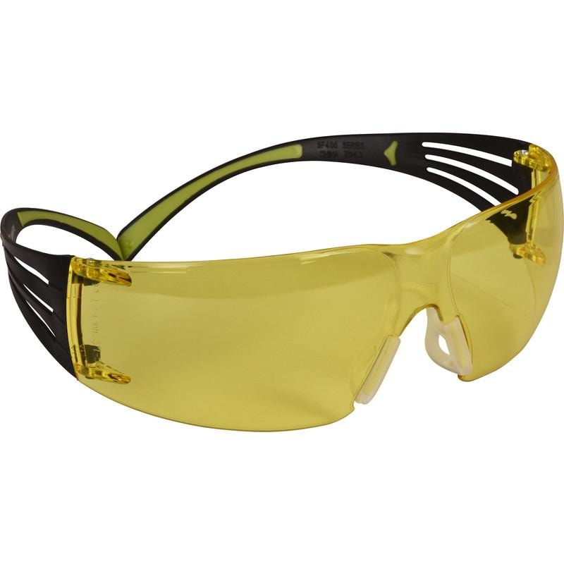 3M™ SecureFit™ 400 -sarjan suojalasit, sininen/vihreä kehys, naarmuuntumista ja huurtumista estävä pinnoite, keltainen linssi, SF403AS/AF-EU, 20 kpl/pakkaus
