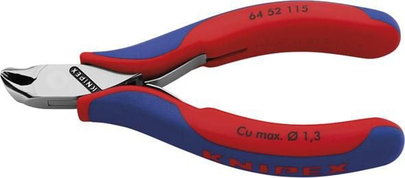 Knipex Elektronikändavbitare 6452115 115mm, utan fasett, litet huvud, vinklade käftar 27gr