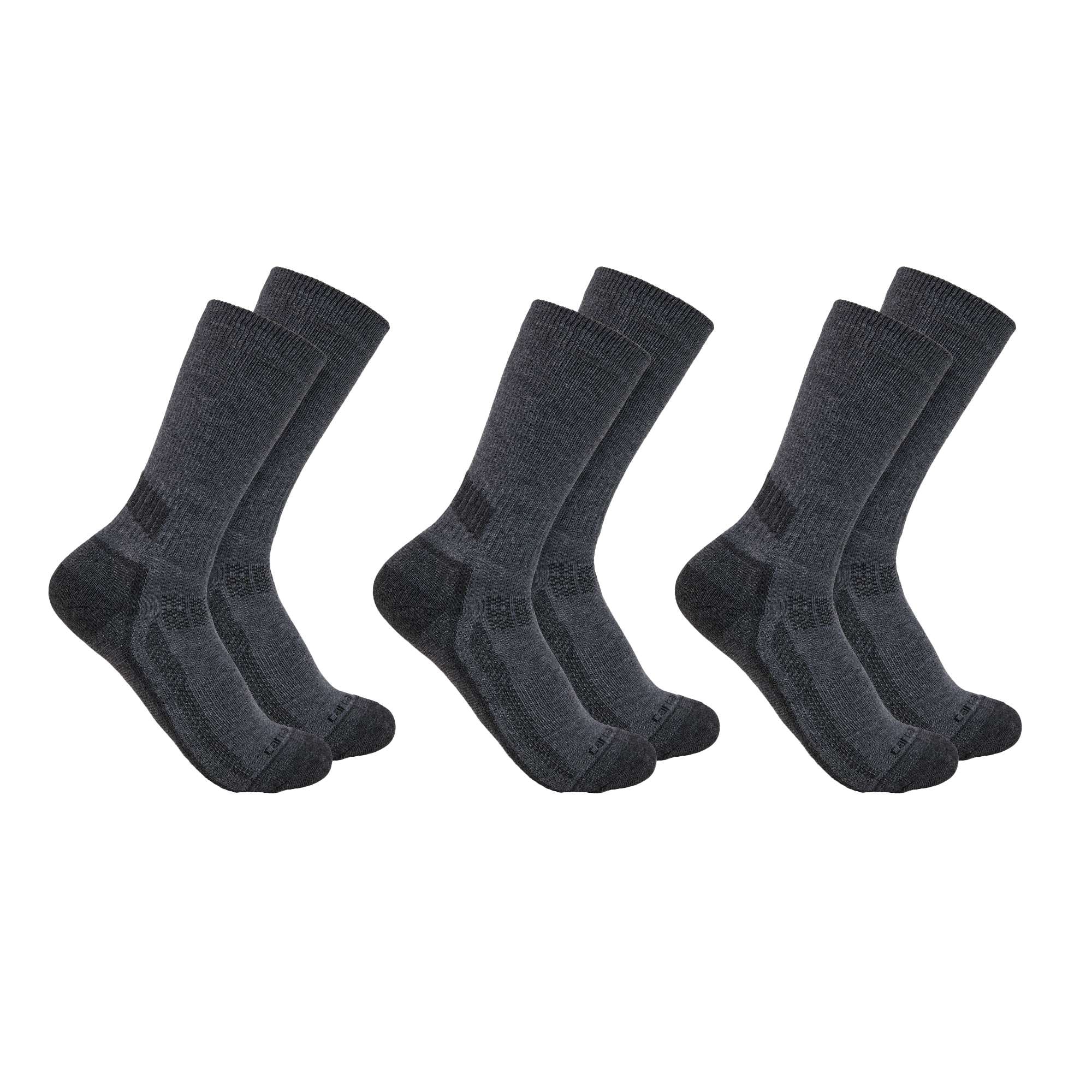 Carhartt Force Midweight Crew Strumpor 3-Pack Herr Charcoal