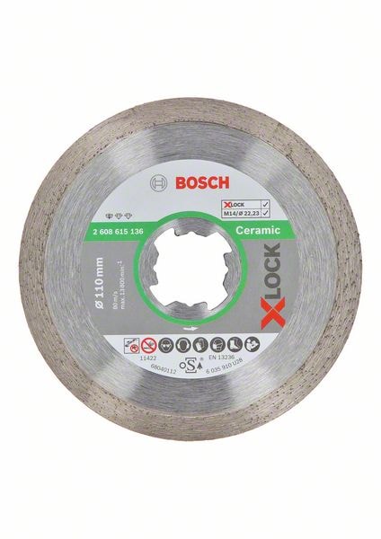 Bosch X-LOCK Standard for Ceramic-diamantkappeskive, 110 x 22,23 x 1,6 x 7,5