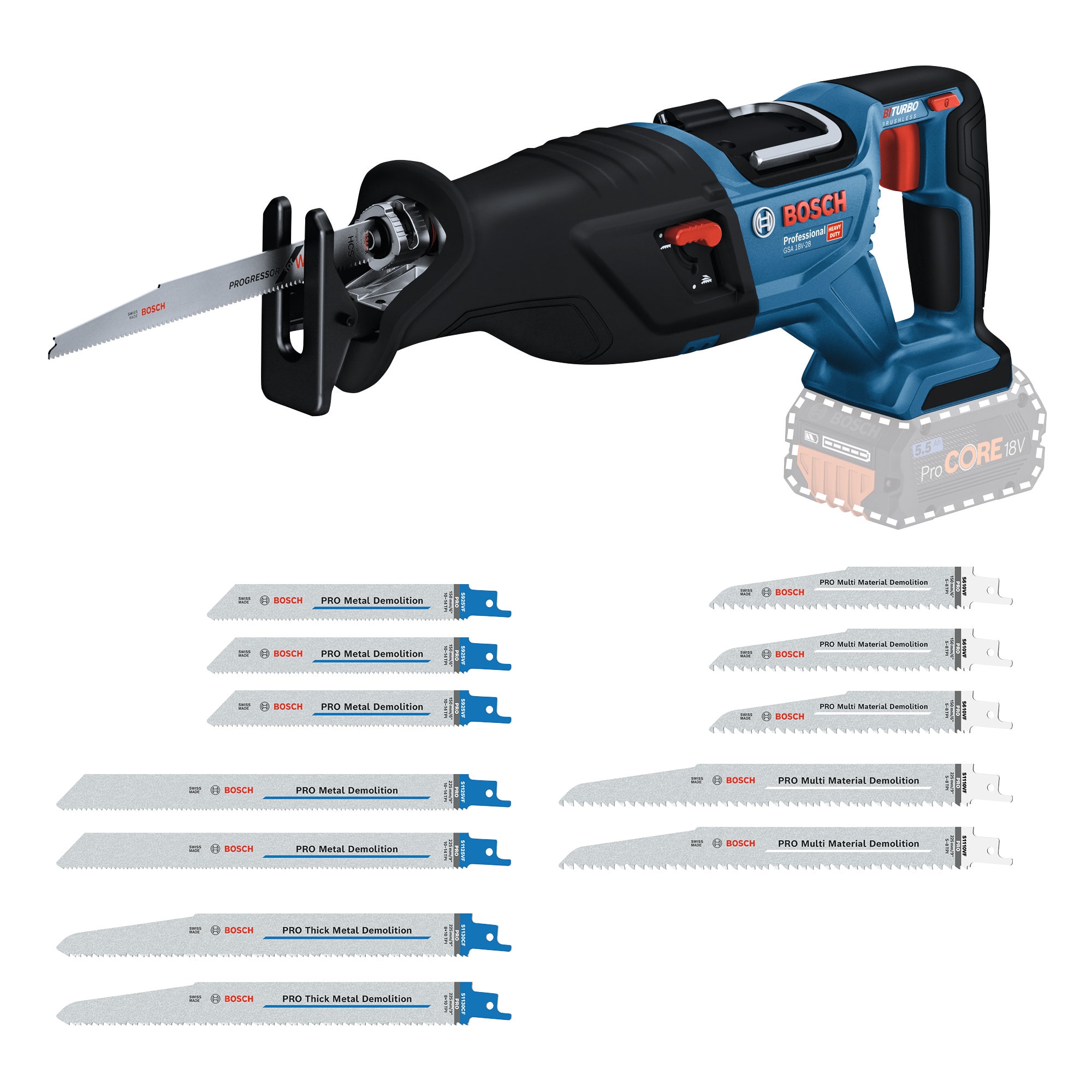 Bosch Tigersåg GSA 18V-28  inkl. sågbladssats 25 delar