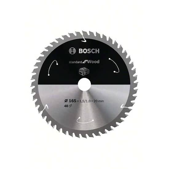 Bosch Standard for Wood -pyörösahanterä johdottomiin sahoihin 165 x 1,5 / 1 x 20 T48