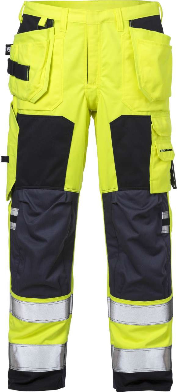 Fristads Flamestat høy synlighet håndverkerbukser 2075 ATHS Hi-Vis Gul / Marineblå C50